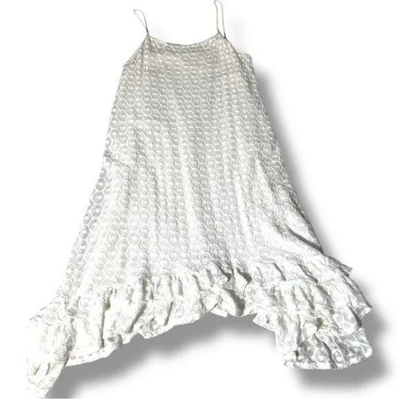 Anthropologie NEW Chic Asymmetrical White Lace Fully Lined Sleeveless Maxi Dress - Picture 8 of 16